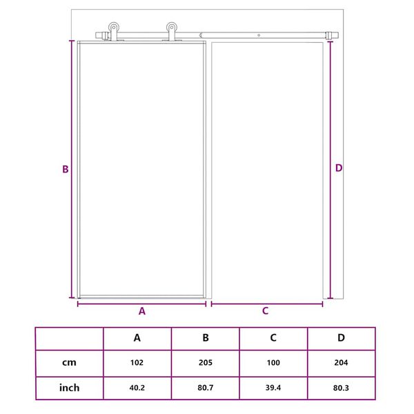 vidaXL Sliding Door ESG Glass and Aluminium 102x205 cm Black