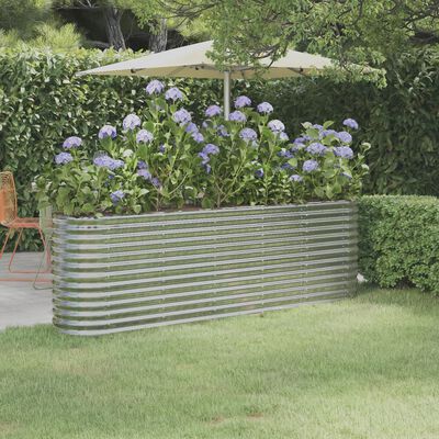 vidaXL Garden Raised Bed Powder-coated Steel 224x40x68 cm Silver