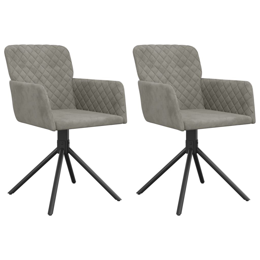 vidaXL Swivel Dining Chairs 2 pcs Light Grey Velvet