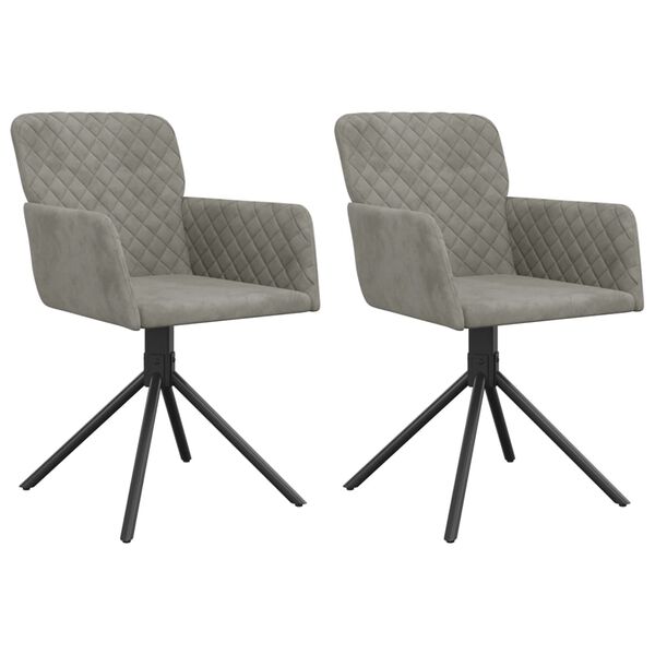 vidaXL Swivel Dining Chairs 2 pcs Light Grey Velvet