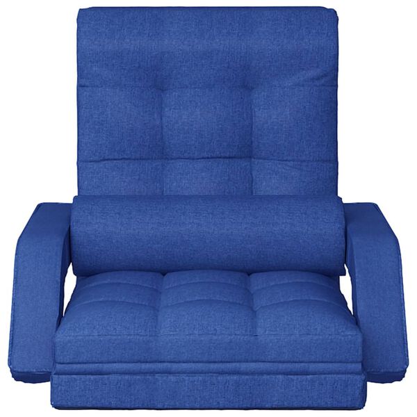 vidaXL Folding Floor Chair with Bed Function Blue Fabric