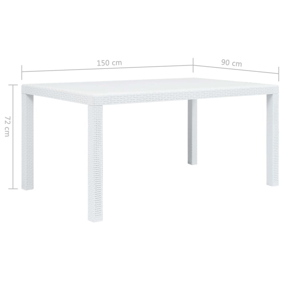 vidaXL 7 Piece Outdoor Dining Set Plastic White Rattan Look
