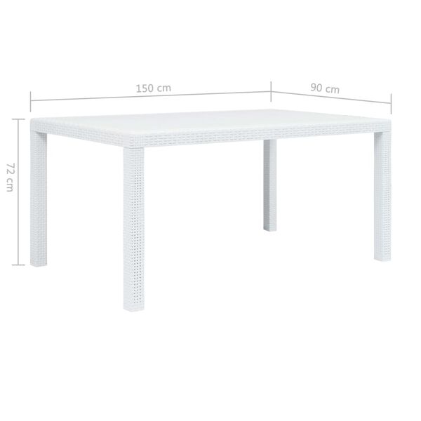 vidaXL 7 Piece Outdoor Dining Set Plastic White Rattan Look