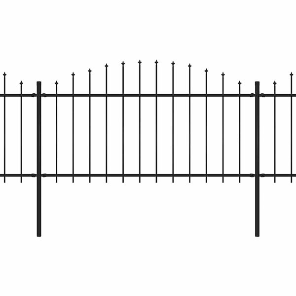 vidaXL Garden Fence with Spear Top Steel 537x150 cm Black