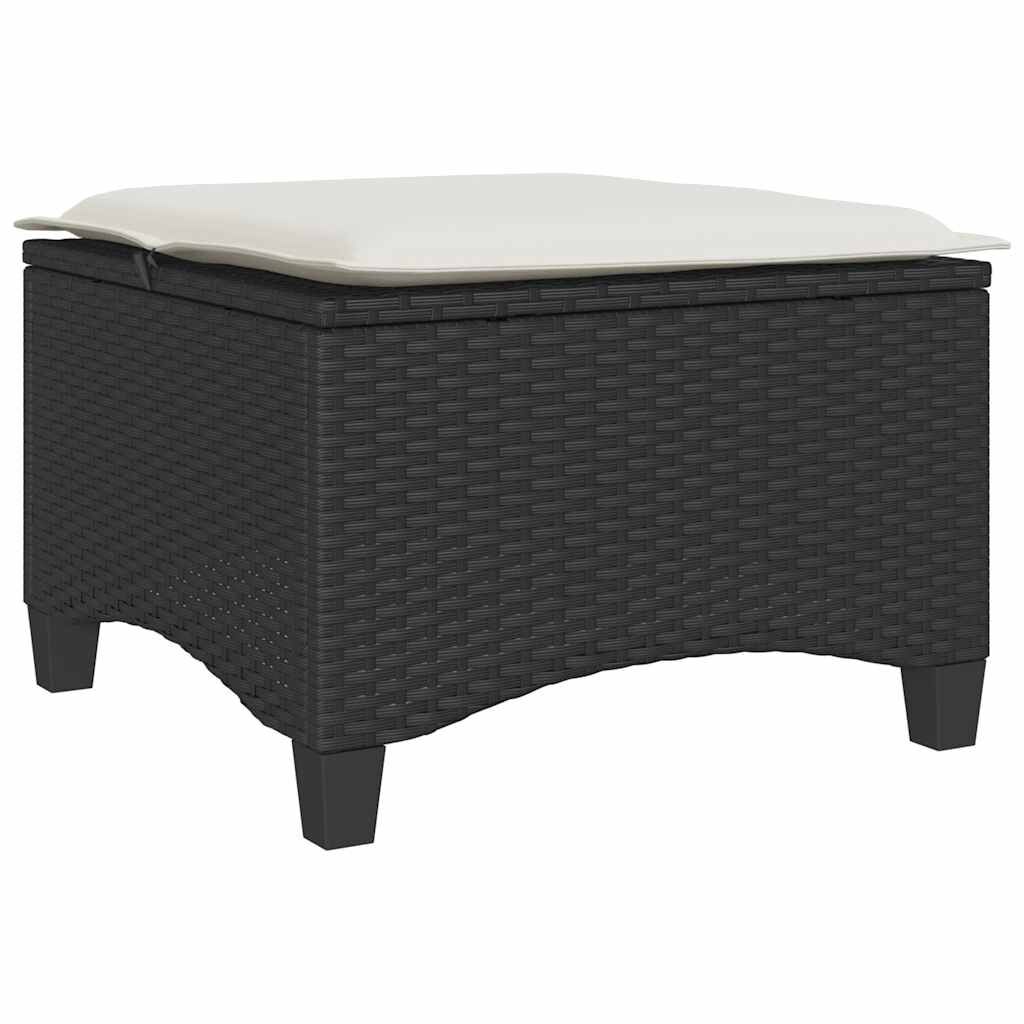 vidaXL Garden Stools with Cushions 2 pcs Black 55x55x36 cm Poly Rattan