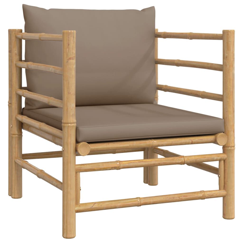 vidaXL 12 Piece Garden Lounge Set with Taupe Cushions Bamboo