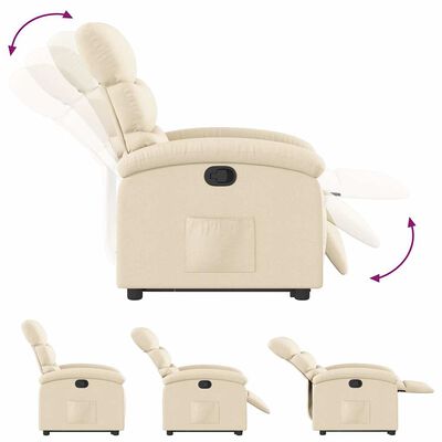 vidaXL Stand up Recliner Chair Cream Fabric