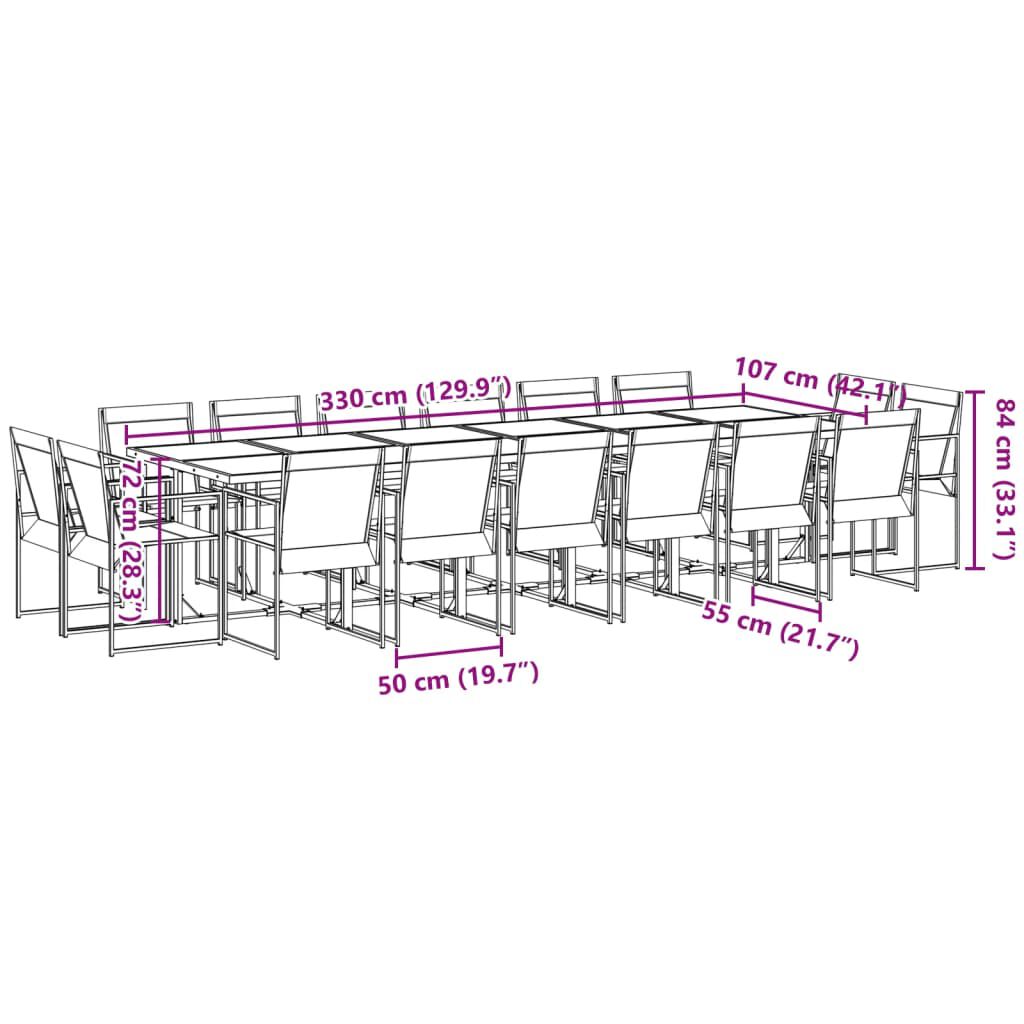 vidaXL 17 Piece Garden Dining Set Black Textilene