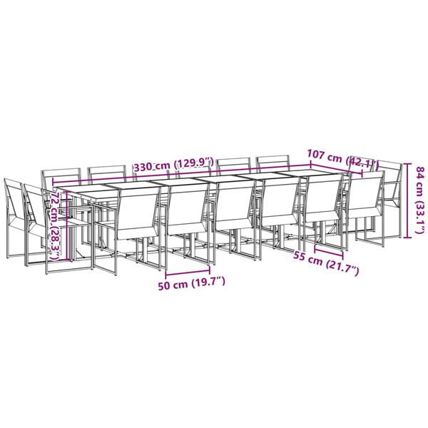 vidaXL 17 Piece Garden Dining Set Black Textilene