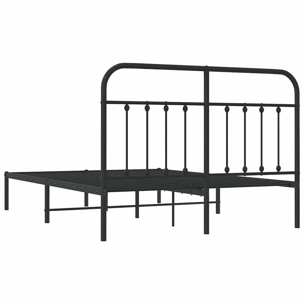 vidaXL Metal Bed Frame without Mattress with Headboard Black 150x200cm