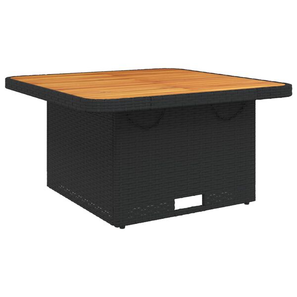vidaXL Garden Table Black 80x80x71 cm Poly Rattan and Acacia Wood