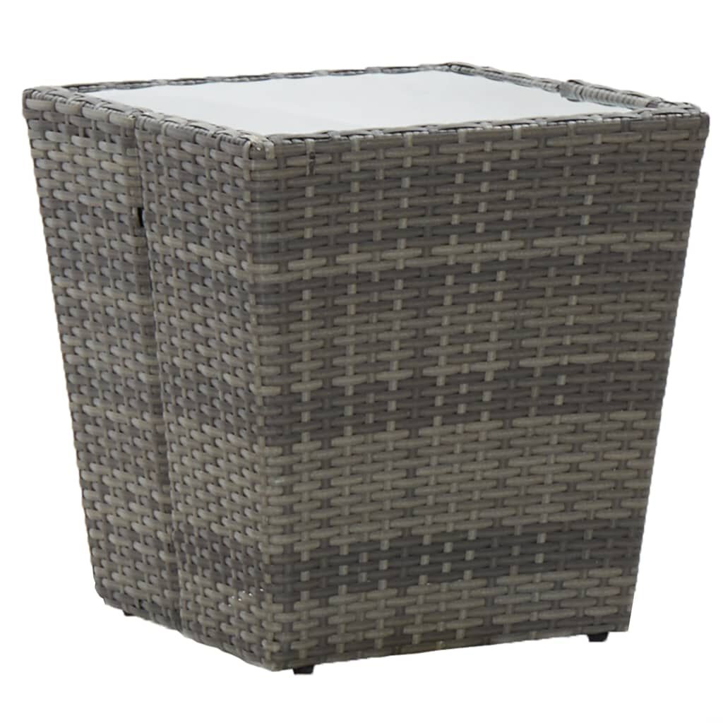 vidaXL 3 Piece Bistro Set Poly Rattan and Tempered Glass Grey