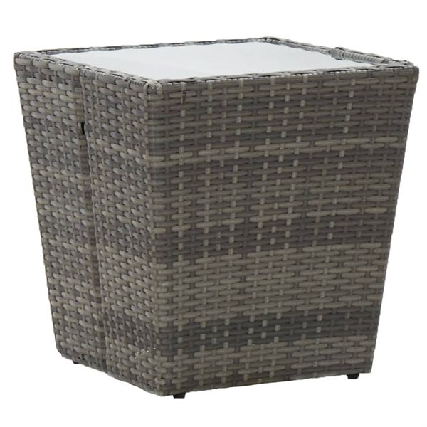 vidaXL 3 Piece Bistro Set Poly Rattan and Tempered Glass Grey