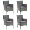 vidaXL 5 Piece Garden Dining Set with Cushions Poly Rattan Grey