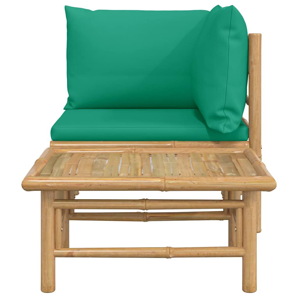 vidaXL 2 Piece Garden Lounge Set with Green Cushions Bamboo