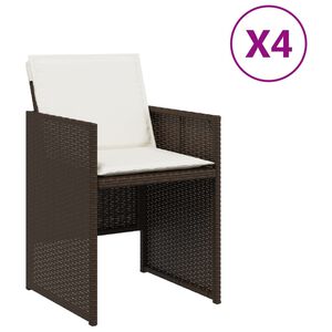 vidaXL Garden Chairs with Cushions 4 pcs Brown Poly Rattan