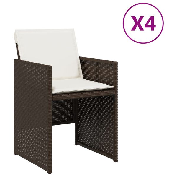 vidaXL Garden Chairs with Cushions 4 pcs Brown Poly Rattan