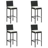 vidaXL 5 Piece Garden Bar Set with Cushions Black Poly Rattan