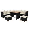 vidaXL 7 Piece Garden Lounge Set with Cushions Poly Rattan Black
