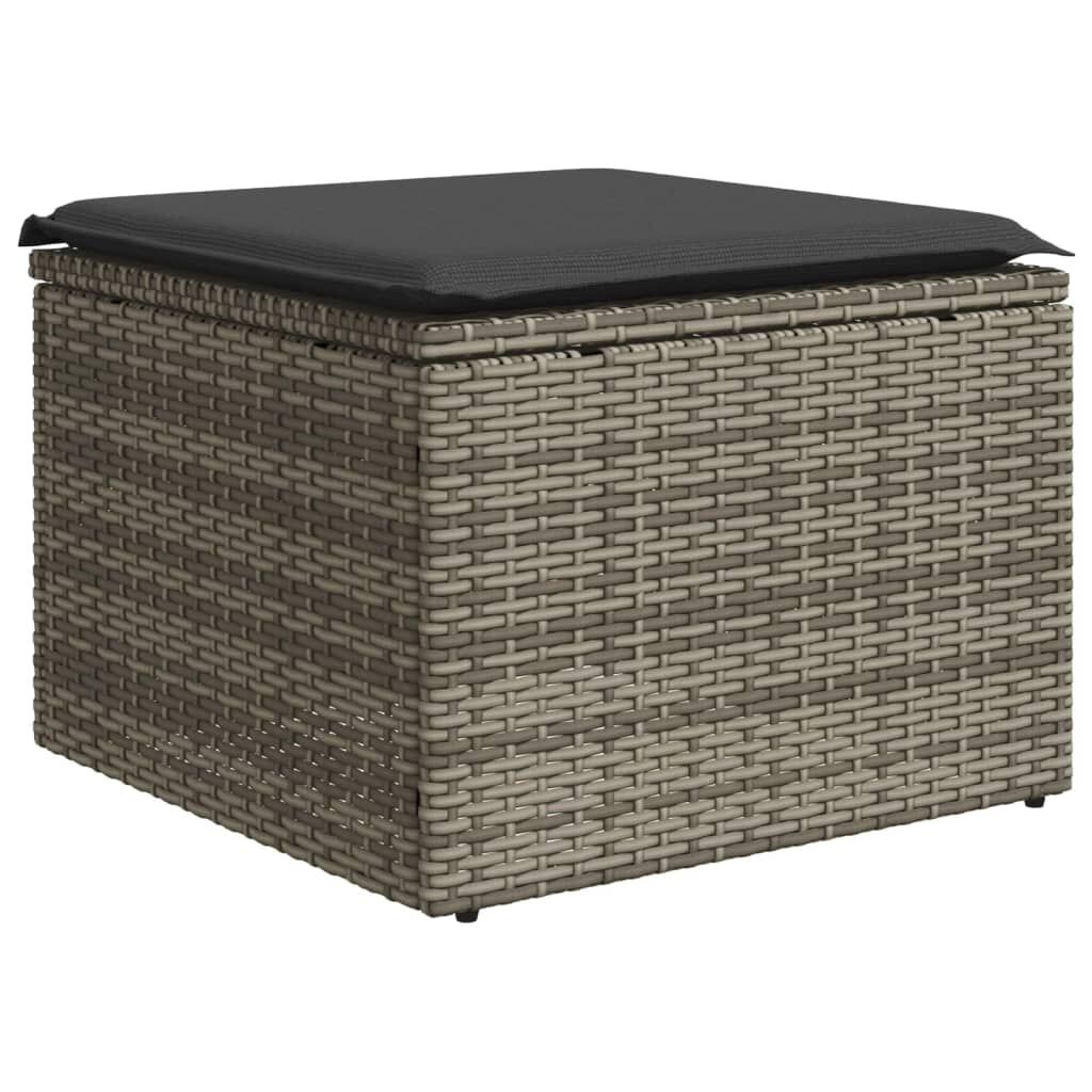 vidaXL 9 Piece Garden Sofa Set with Cushions Grey Poly Rattan