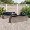 vidaXL Garden Sofa Set 7 pcs Grey and Navy Blue Poly Rattan