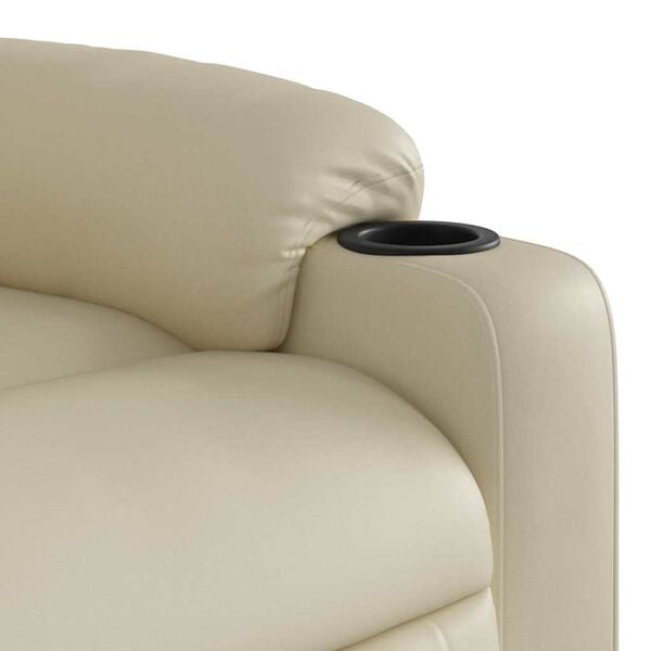 vidaXL Stand up Massage Recliner Chair Cream Faux Leather