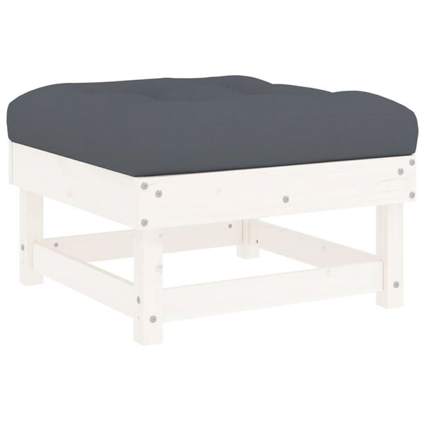 vidaXL 4 Piece Garden Lounge Set with Cushions White Solid Wood