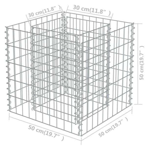 vidaXL Gabion Raised Bed Galvanised Steel 50x50x50 cm