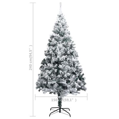 vidaXL Artificial Christmas Tree with Flocked Snow Green 240 cm PVC