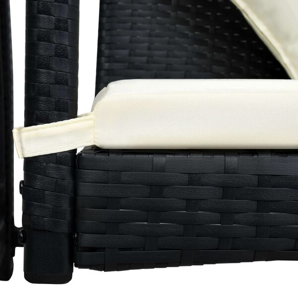 vidaXL 3-Seater Garden Swing Bench with Canopy Poly Rattan Black