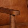vidaXL 2-Seater Sofa Real Leather with Acacia Wood Brown