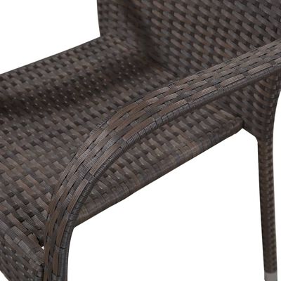 vidaXL Stackable Outdoor Chairs 2 pcs Poly Rattan Brown