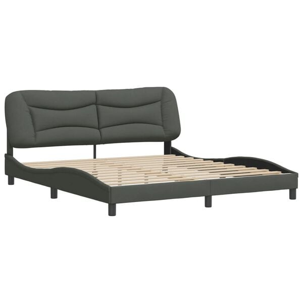 vidaXL Bed Frame without Mattress "Hvar" Dark Grey 193x203 cm Fabric