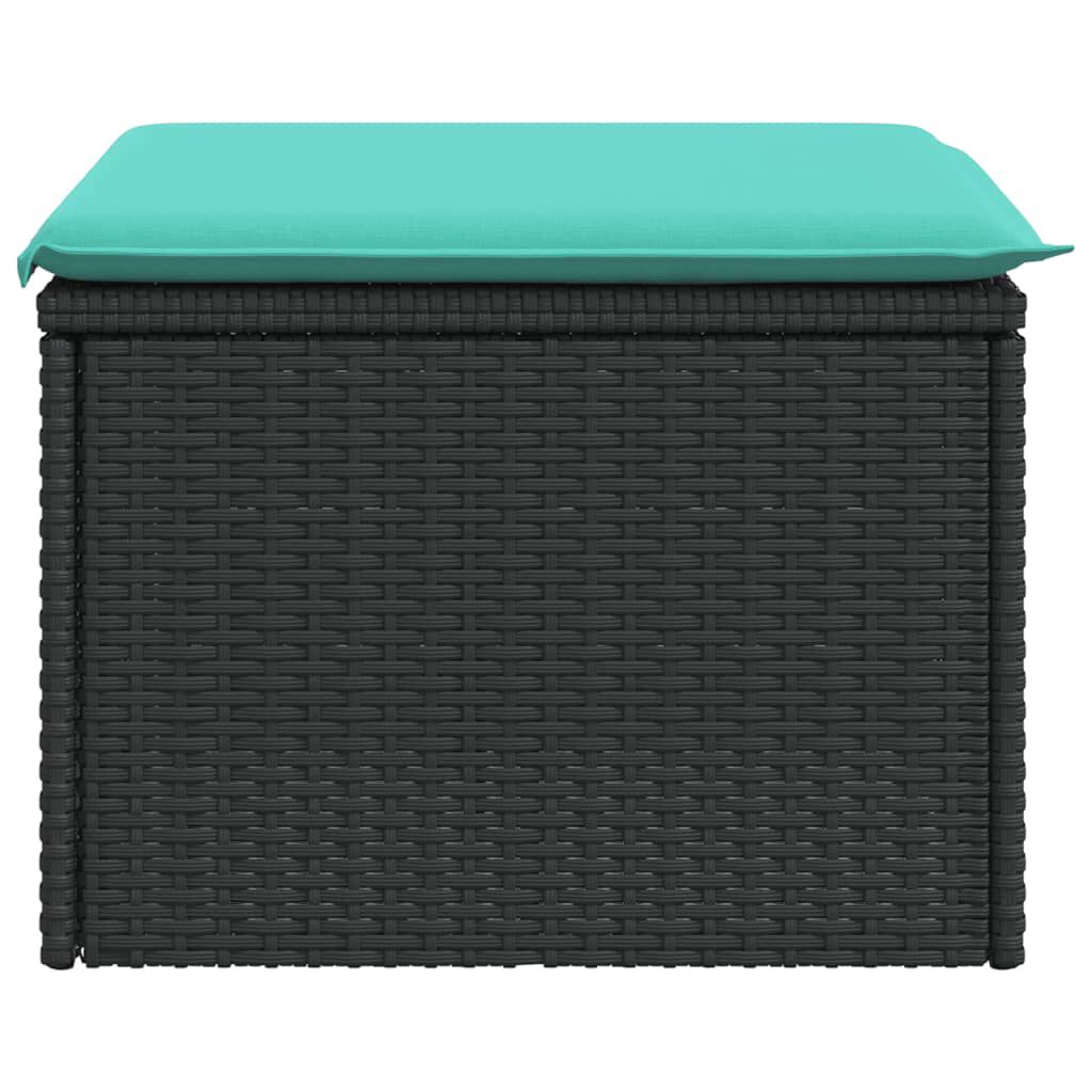 vidaXL Garden Stool with Cushion Black 55x55x37 cm Poly Rattan