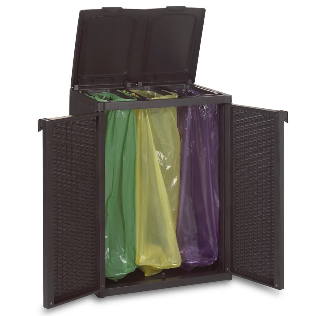 vidaXL Trash Bin with 2 Doors Black 65x45x88 cm PP