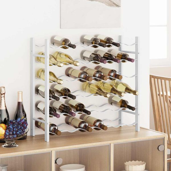 vidaXL Wine Rack for 36 Bottles White Metal