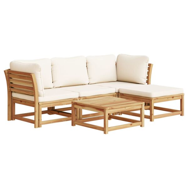 vidaXL 5 Piece Garden Lounge Set with Cushions Solid Wood Acacia