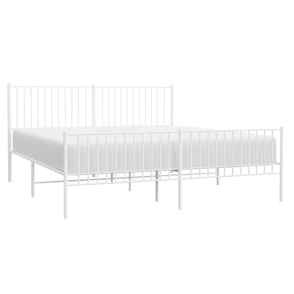 vidaXL Metal Bed Frame without Mattress with Footboard White 183x213cm