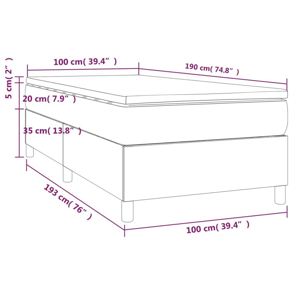 vidaXL Box Spring Bed with Mattress Light Grey 100x190 cm Twin Velvet