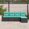 vidaXL Sofa Set with Cushion 5 pcs Black Poly Rattan