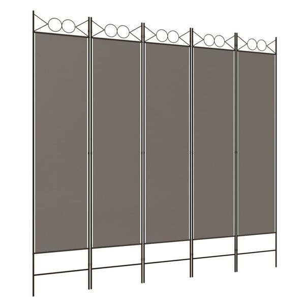 vidaXL 5-Panel Room Divider Anthracite 200x220 cm Fabric