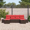 vidaXL Garden Sofa Set with Cushion 6 pcs Brown Poly Rattan