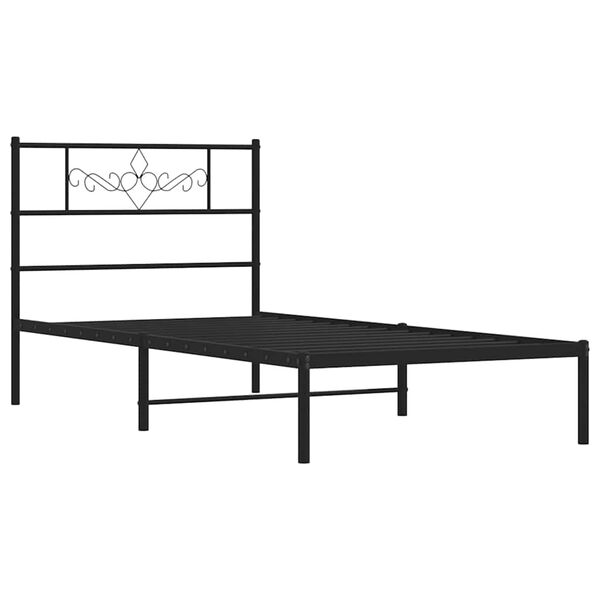 vidaXL Metal Bed Frame without Mattress with Headboard Black 100x190cm