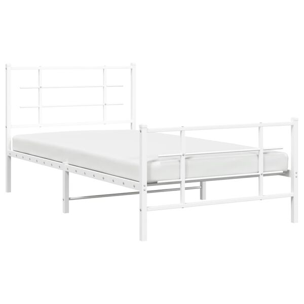 vidaXL Metal Bed Frame without Mattress with Footboard White 100x200cm