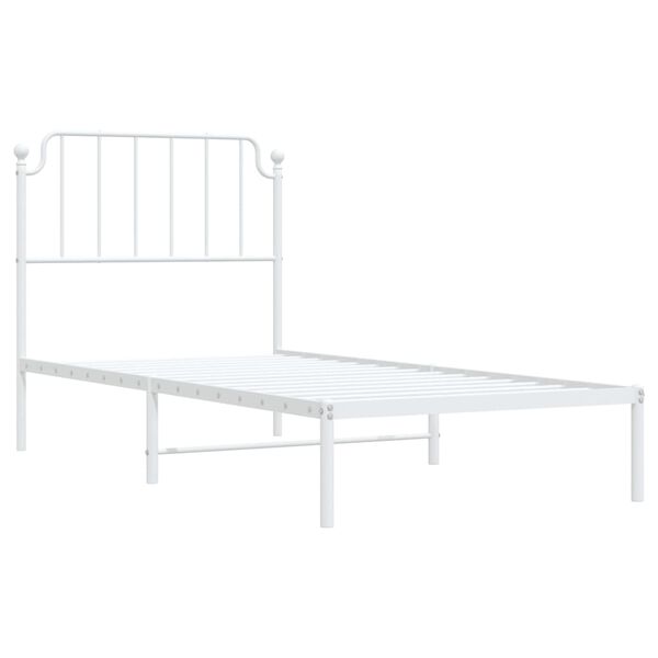 vidaXL Metal Bed Frame without Mattress with Headboard White 90x200cm