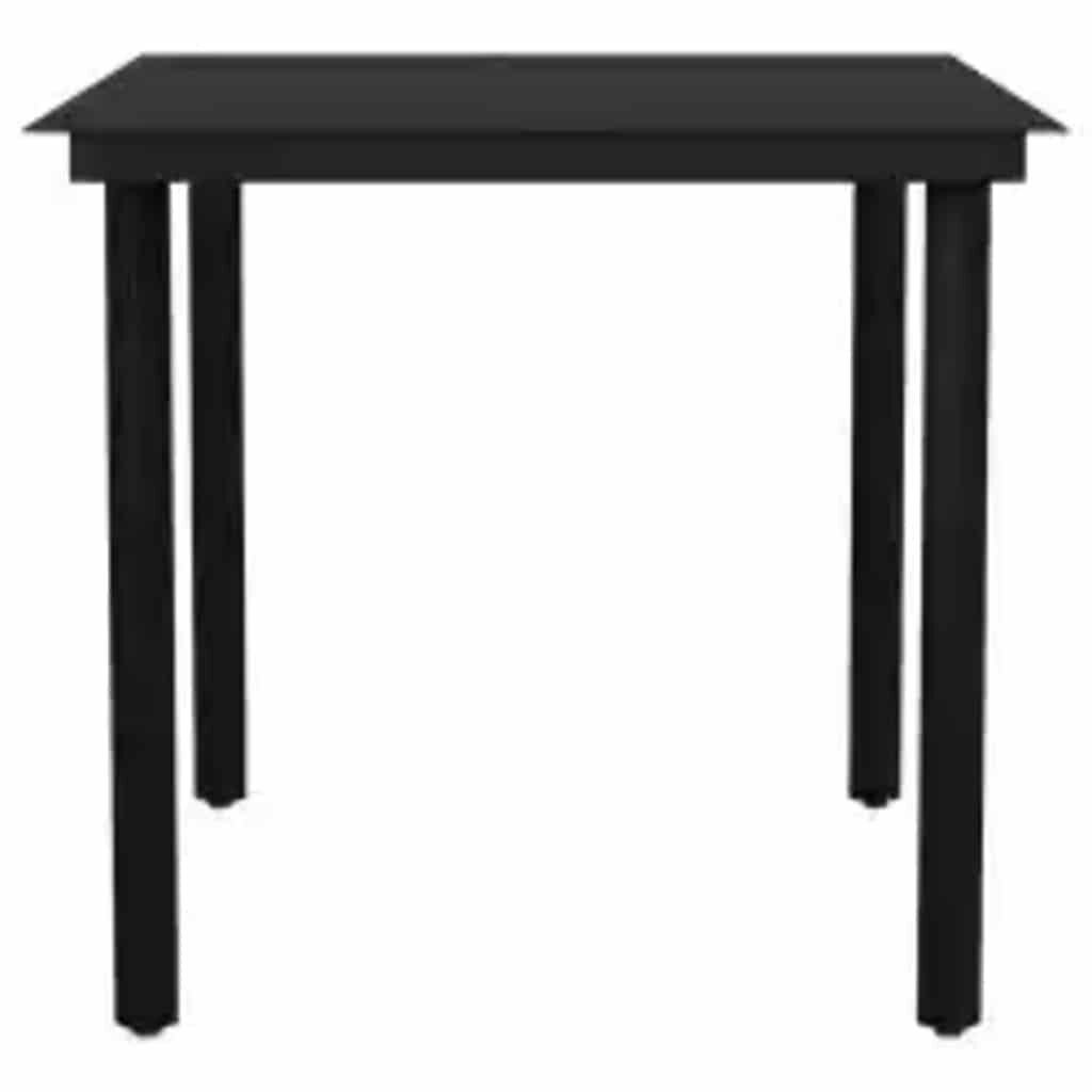 vidaXL 3 Piece Garden Dining Set Black Poly Rattan Glass