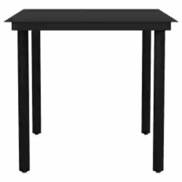 vidaXL 3 Piece Garden Dining Set Black Poly Rattan Glass