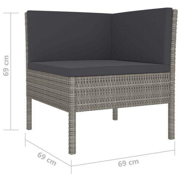 vidaXL 10 Piece Garden Lounge Set with Cushions Poly Rattan Grey