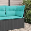 vidaXL Garden Sofa Corner with Cushions Black Poly Rattan