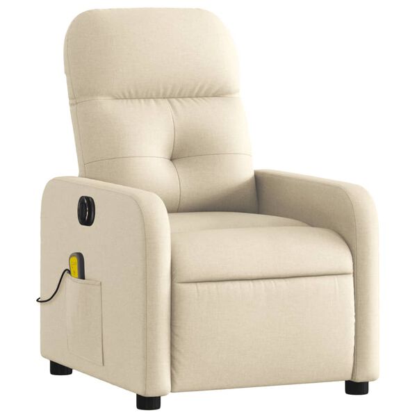 vidaXL Electric Massage Recliner Chair Cream Fabric